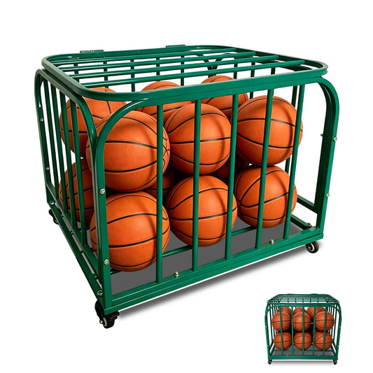 LCKJZYL Ball Storage Cart Holds 30 Balls, Basketball or Volleyball Storage Bin with Wheels, Durable Rolling Exercise Ball Cart Holder, Basketball Holder Cage for Indoor and Outdoor, Gym, School, Club