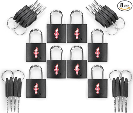 TSA Approved Locks for Luggage Set of 8 TSA Accepted Key Travel Suitcase Locks Padlock Apply to Locker Lock, Suitcase, Carry On, Backpack, Laptop Bag (Black 8 Pack)