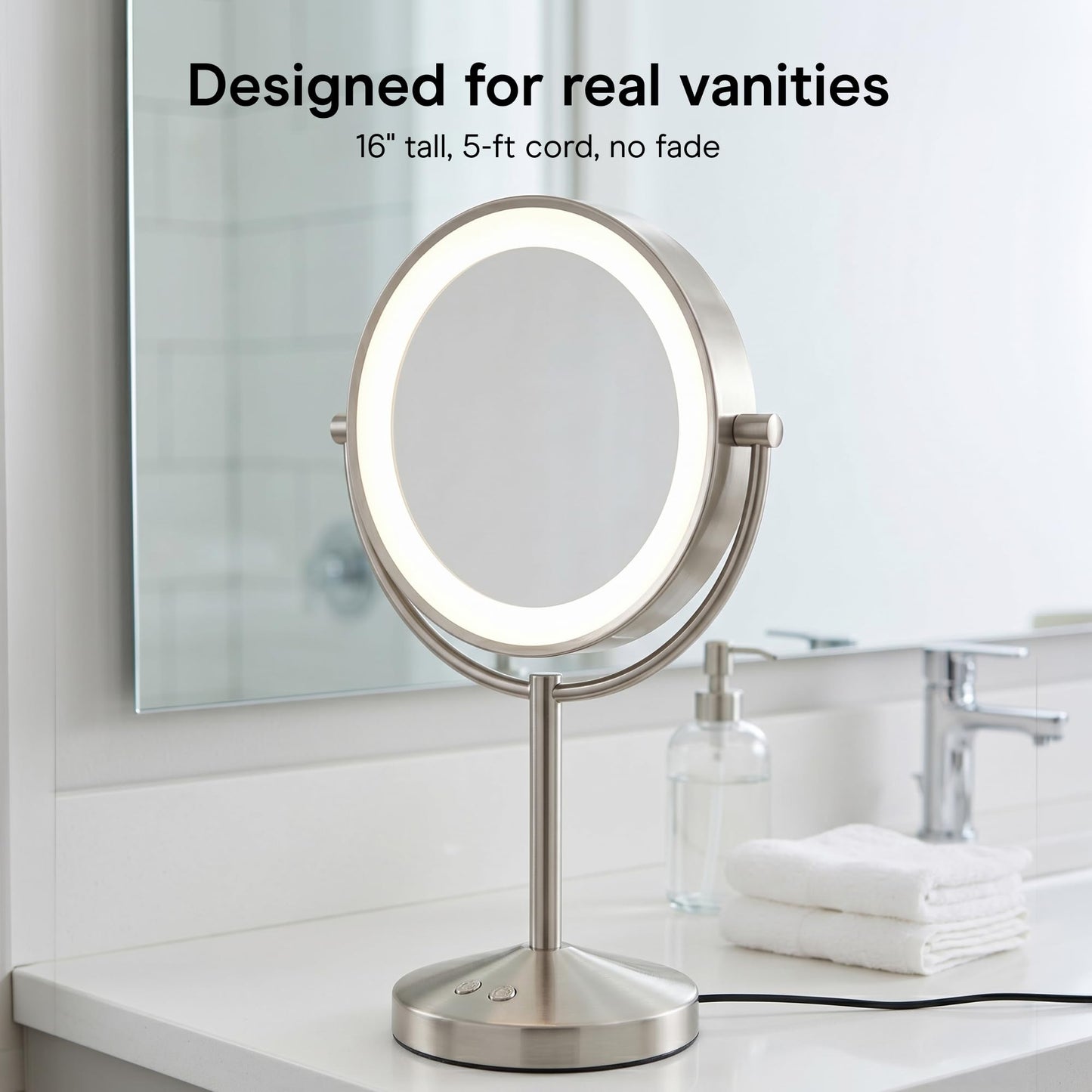 Conair Double-Sided 1X/10X Magnifying LED Vanity Mirror