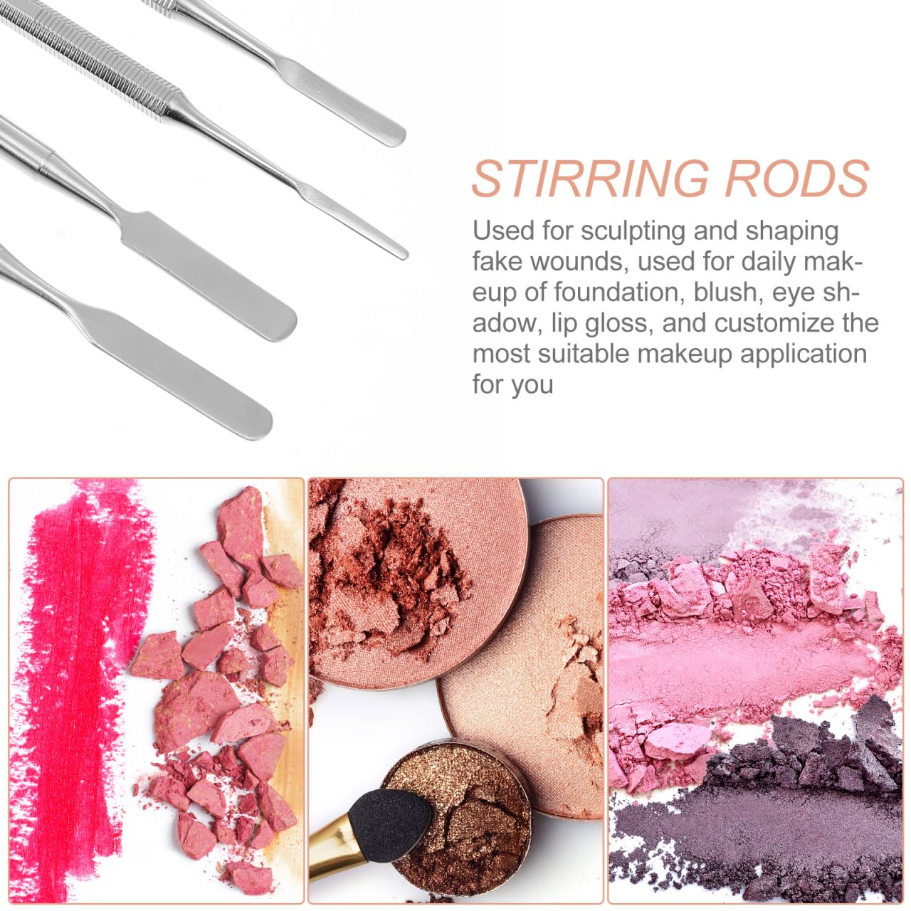 4Pcs Stainless Steel Depotting Spatula Makeup Spatula Tool Make Up Accessories for Makeup Cosmetics Mixing