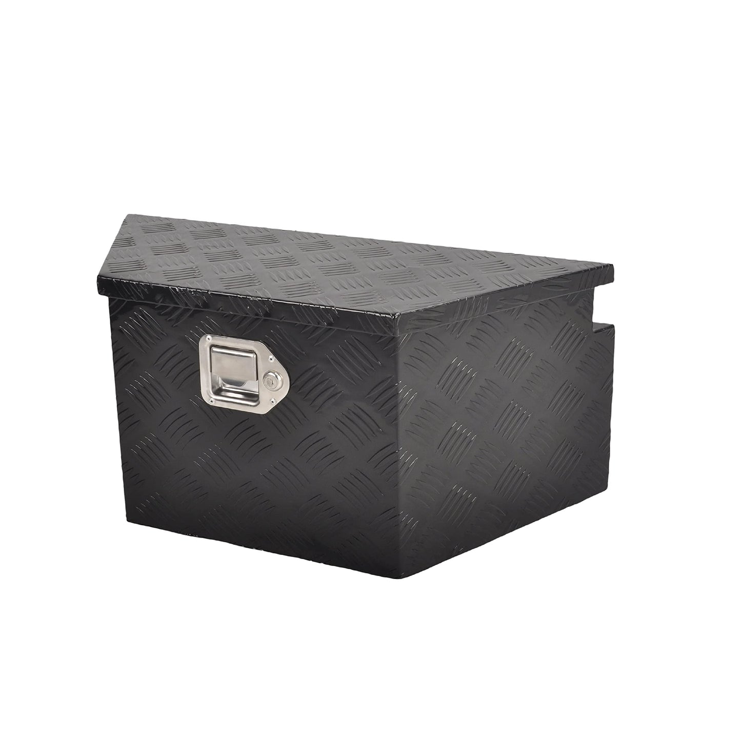 FGJQEFG 26 Inch Aluminum Utility Trailer Tongue Tool Box Wide Utility Trailer Tongue Toolbox RV Storage OrganizerTrailer Storage Tool Box With Lock & Keys Black,5 Bar Tread (26"X13.3"X12")