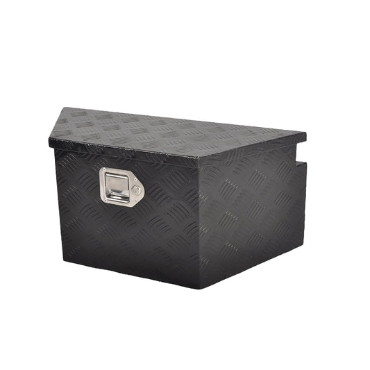 FGJQEFG 26 Inch Aluminum Utility Trailer Tongue Tool Box Wide Utility Trailer Tongue Toolbox RV Storage OrganizerTrailer Storage Tool Box With Lock & Keys Black,5 Bar Tread (26"X13.3"X12")