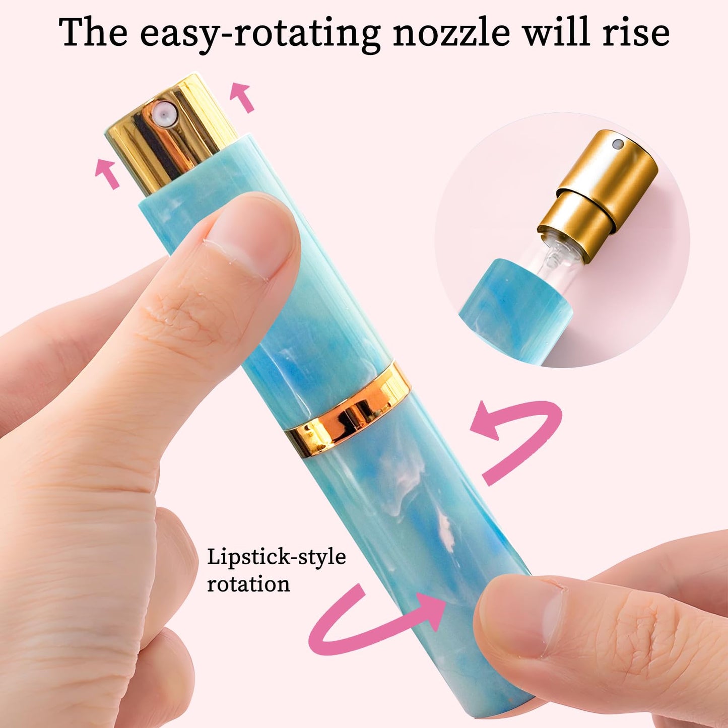 AMBOJ 10ML Atomizer Refillable Perfume Spray Bottle for Travel, Cute Empty Perfume Dispenser, Portable Sprayer Travel Essentials for Men and Women, Luxury blue marble pattern