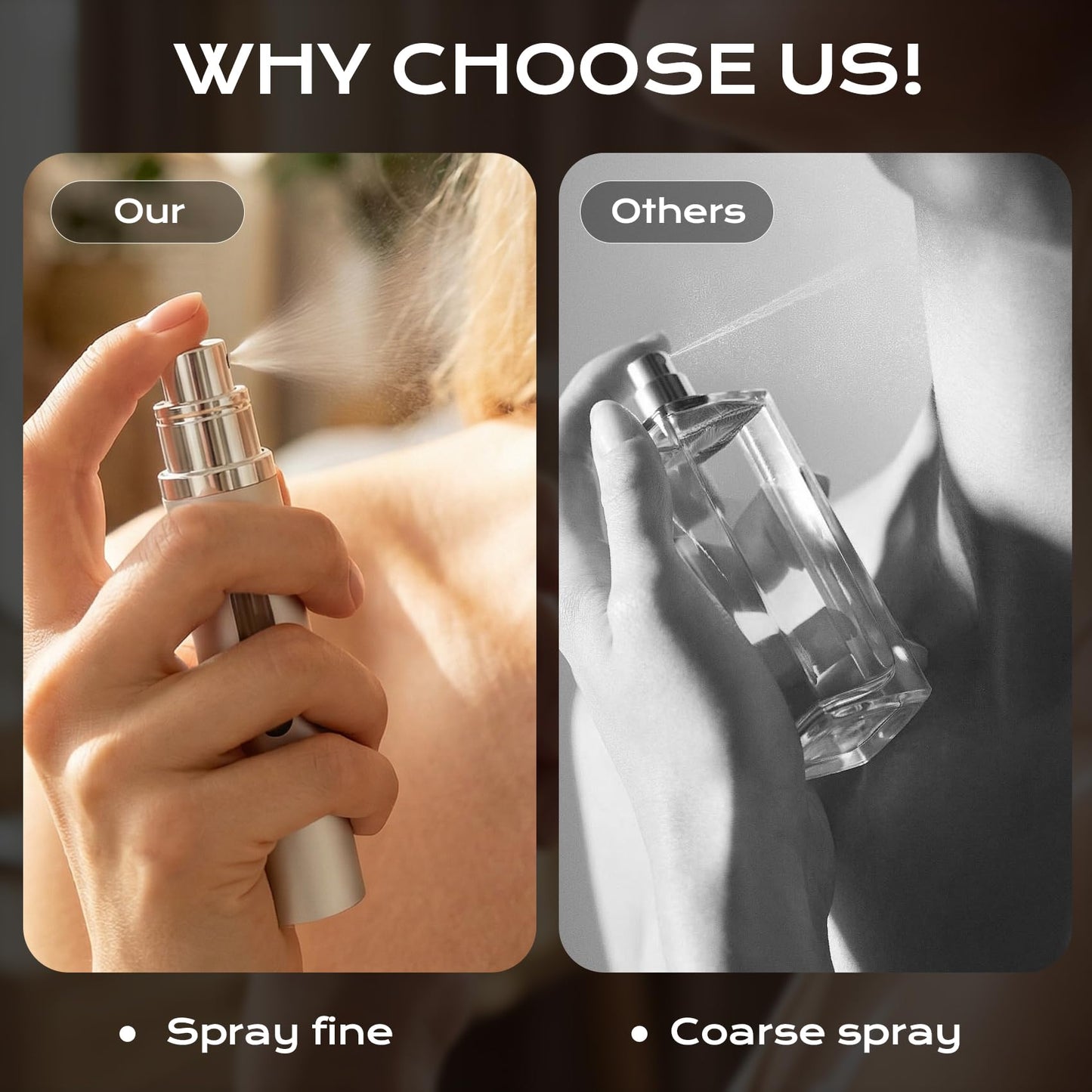 Manoai 3PCS 10ml Travel Perfume Atomizers, Refillable Portable Sprayer Bottles with Bottom-Filling for Fragrance, Perfect Travel Essentials for Men & Women.