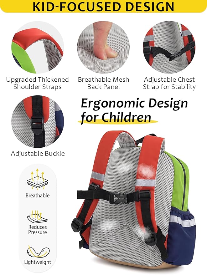 Toddler Backpack for Boys Girls 2-5, Kids Preschool Backpack, 13inch Little Kids Backpack Daycare School Bookbag for Kindergarten Elementary School Travel,Orange&Red