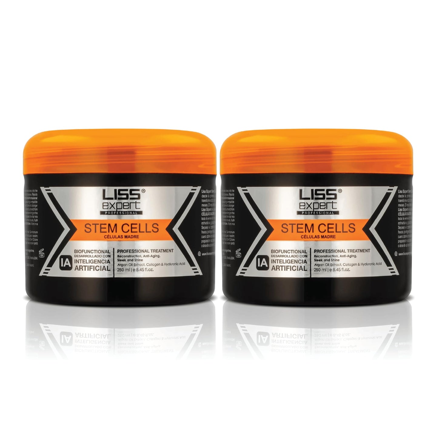 Liss Expert Professional Stem Cells Smoothing Treatment – Organic Keratin & Argan Oil – for Frizz-Free Repair & Shine – Professional Straightening(250 ml-Shoulder Length) x 2