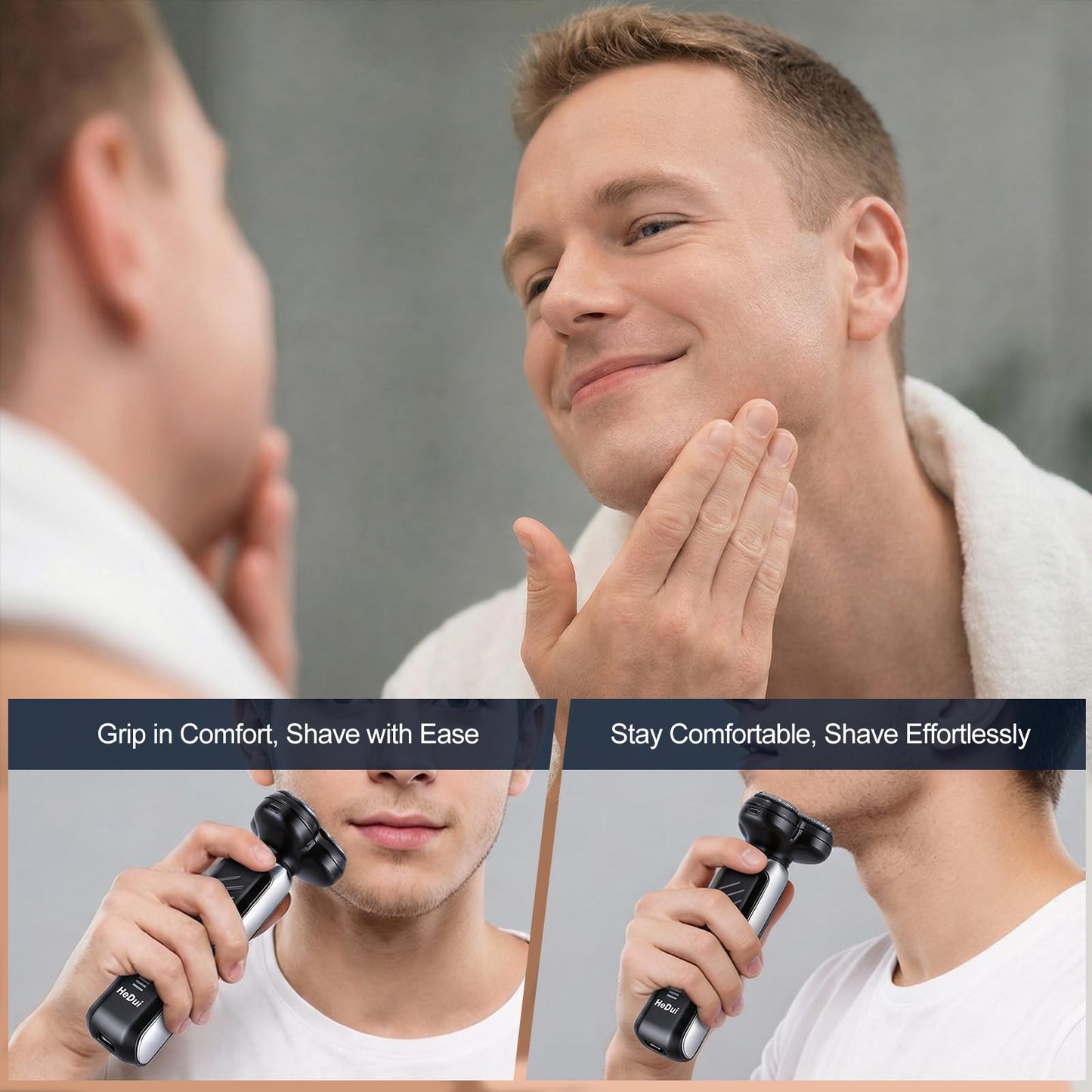 5-Pack Electric Rotary Shavers for Men 3D Floating Head Rotary Razor USB-C Rechargeable Easy Clean Magnetic Head Ideal Gift for Dad Husband Travel Razor for Men Stocking Stuffers