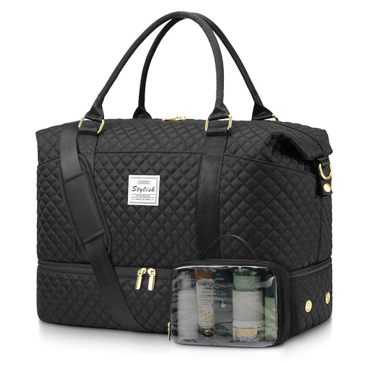 Womens Weekender Travel Overnight Bag: Carry On Bag with Shoe Compartment