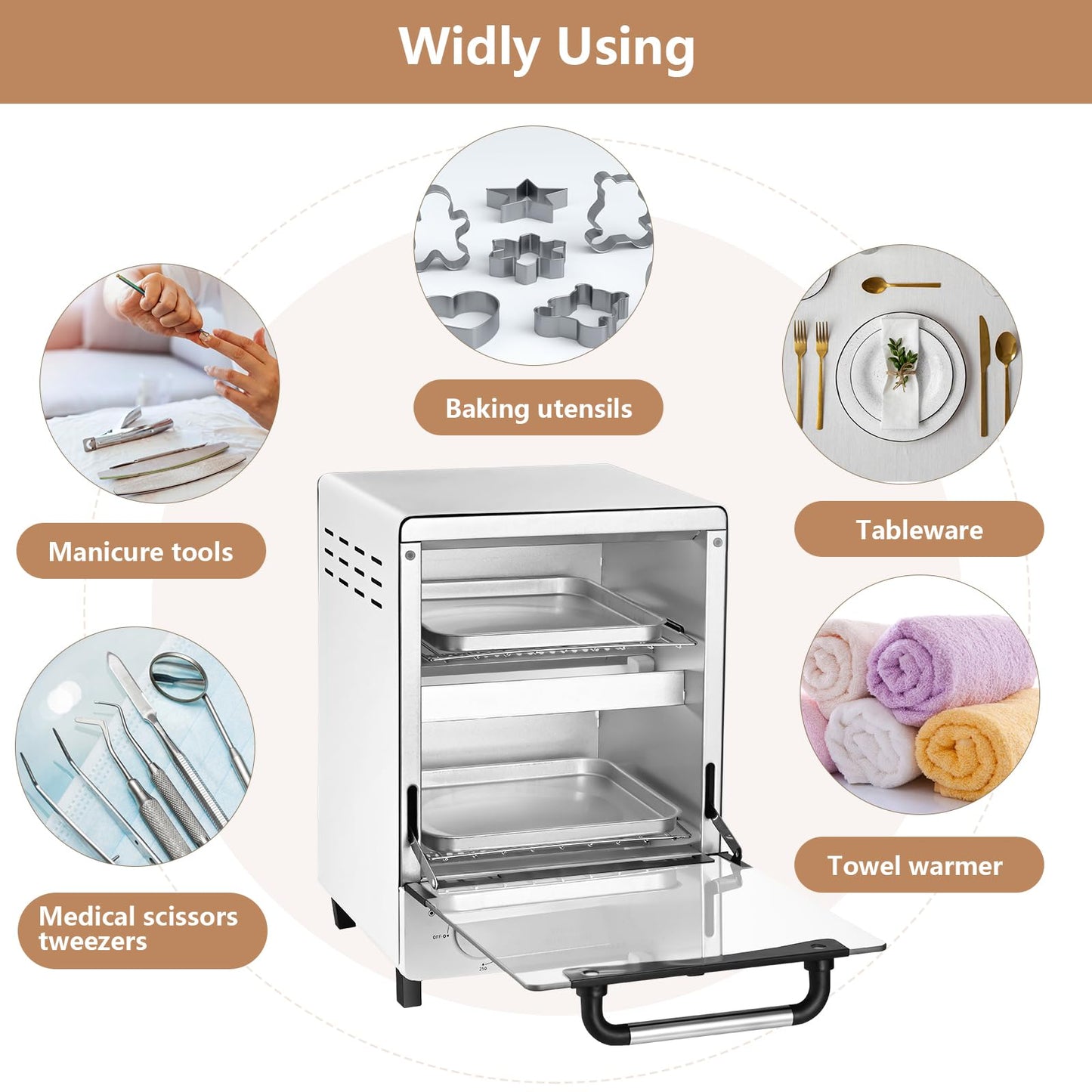 Soiiw 12L 110V High Temperature Sterilizer Dry Heat Sterilizer Metal Tool Nail Tool Sterilizer Art Salon Portable Tool Manicure two layers