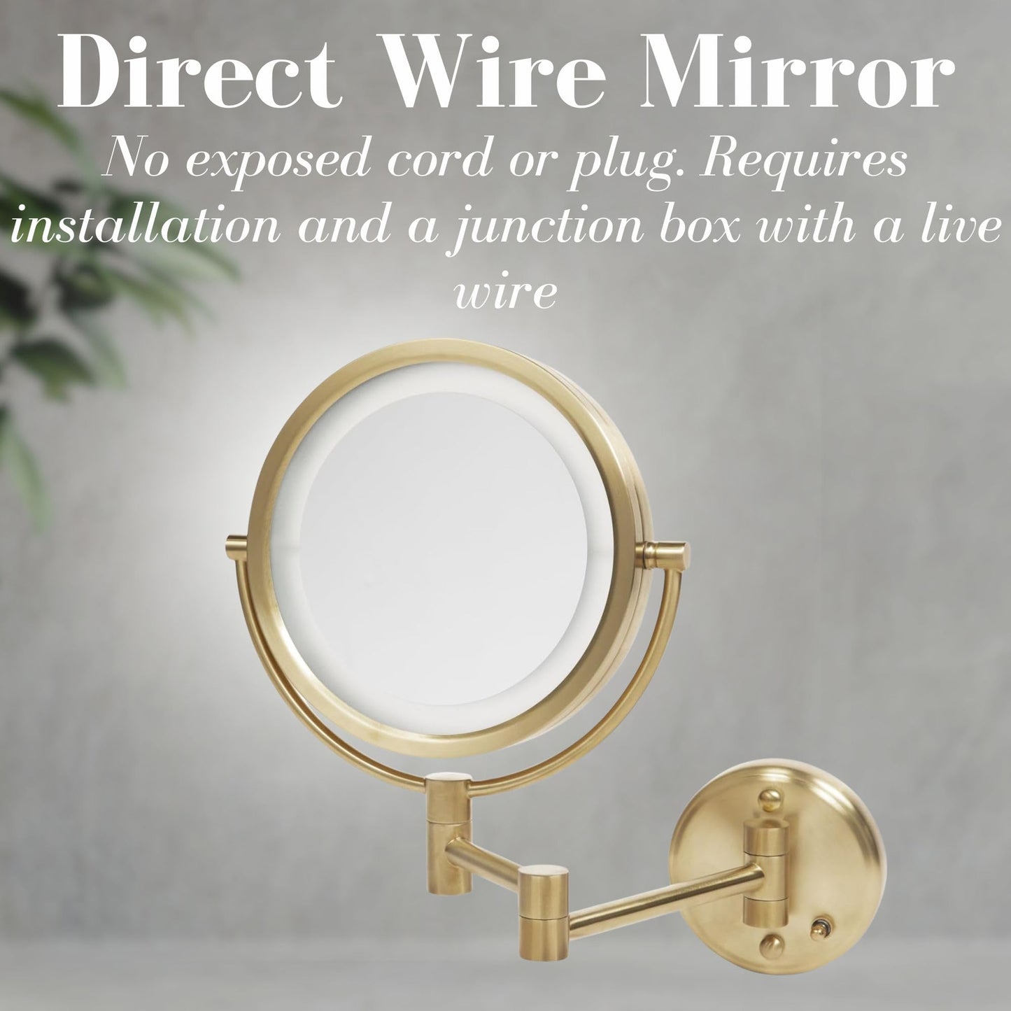 JERDON Wall-Mounted Vanity Mirror with Lights - Hard Wired Makeup Mirror with 8X Magnification & Gold Finish - Direct Wire Model HL88BGLD