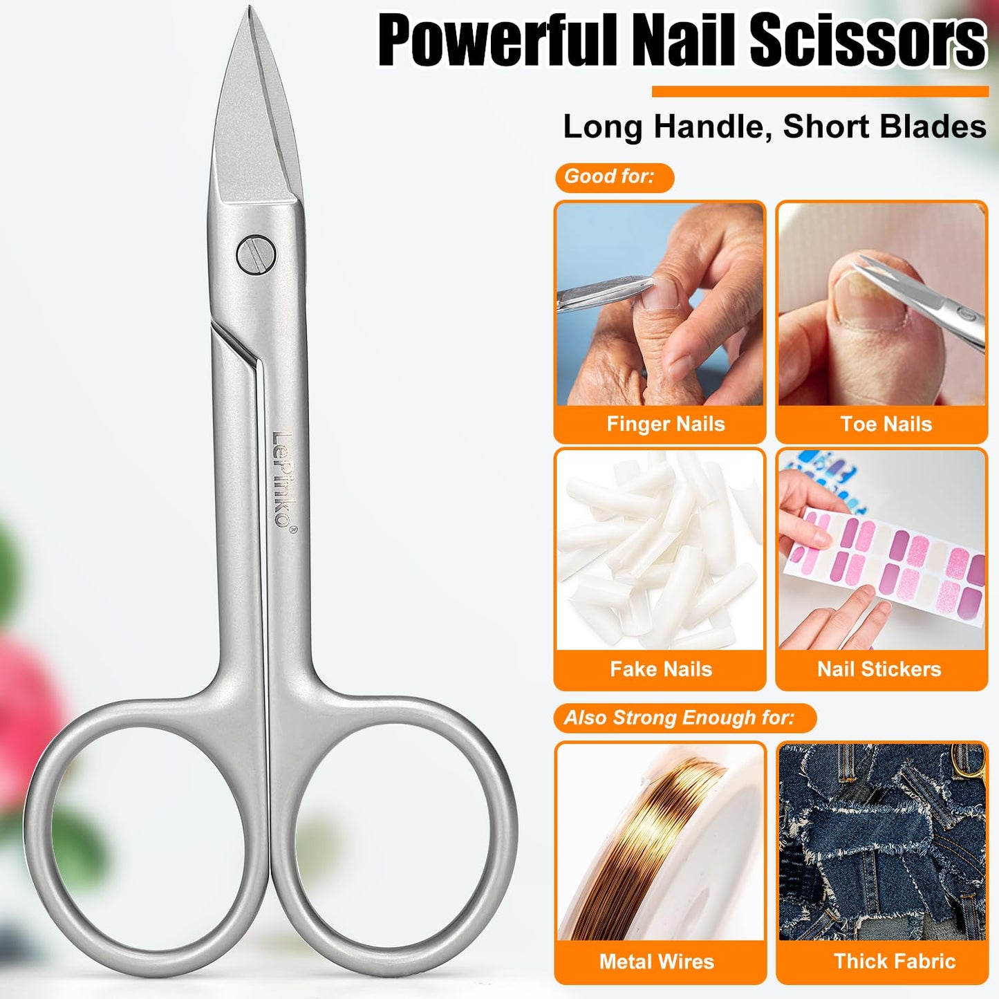 LePinko Toenail Scissors, Poweful Cutting of Fingernails and Thick Toenails, Portable Size, Ideal Choice for Home and Travel Use