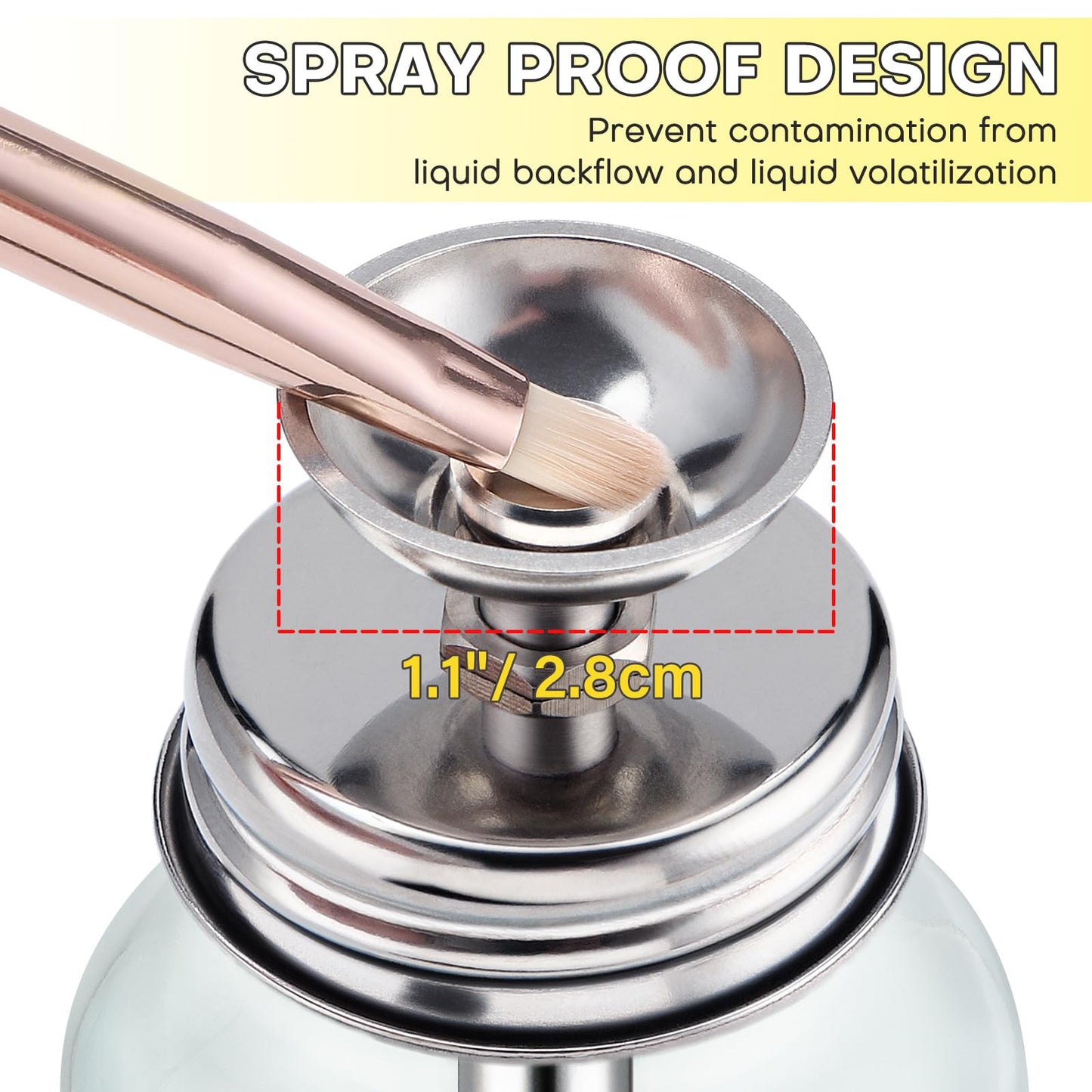 2Pcs 4Oz / 120ml Glass Dispensing Bottles for Chemical & Industrial Liquids, Nail Polish Remover Glass Bottle, Refillable Push Down Dispenser Bottle with Cover, Pump Dispenser Press Container, Clear