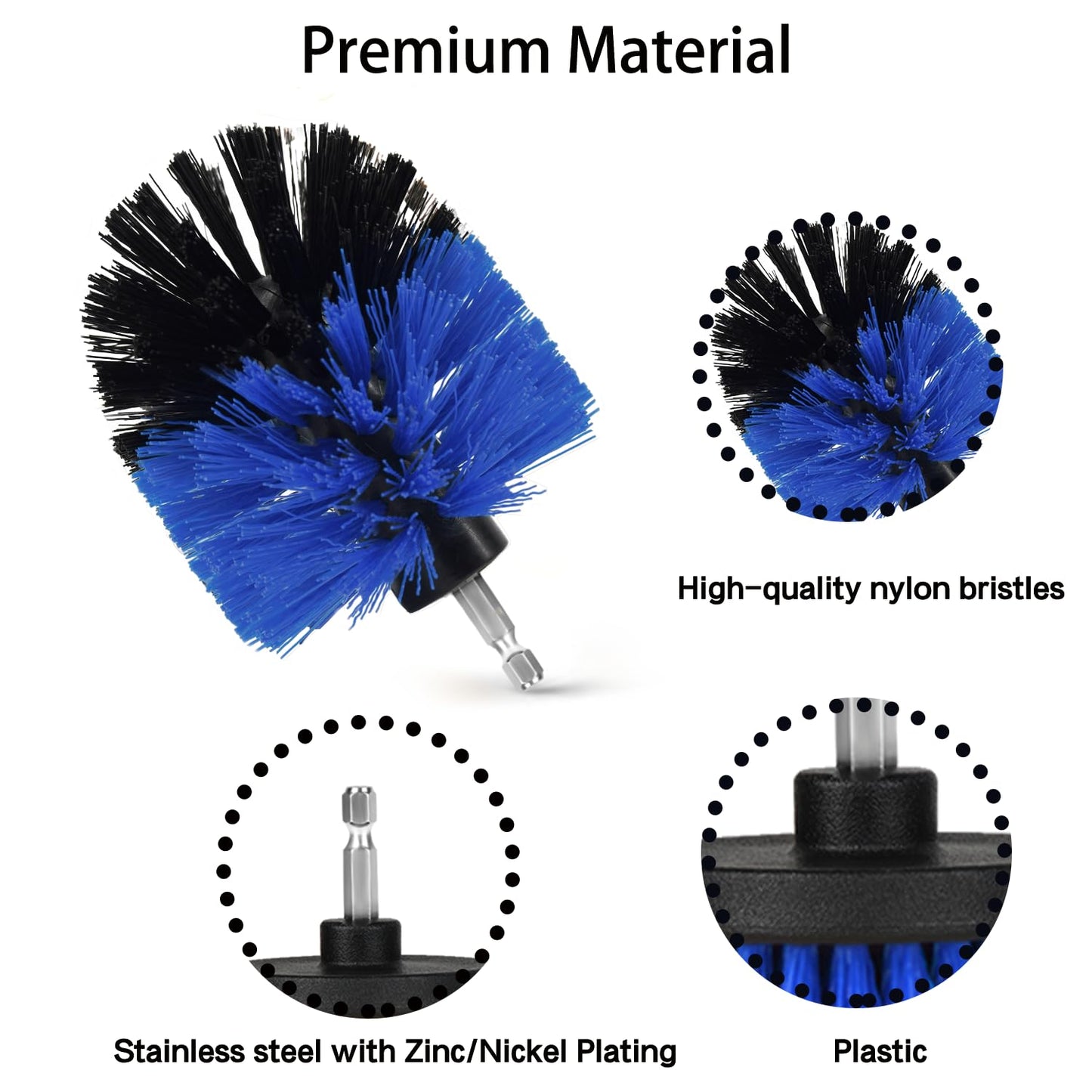 8 PackDrill Brush Attachment Set, 1/4in Power Scrubber Brush + Extend Long Rod, Brush Drill Attachment, Power Cleaning Scrub Brush for Bathroom, Tub, Tile, Corner（Blue）