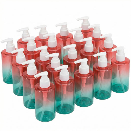 24 Pack 6.8 oz Refillable Pump Bottles Bulk- Empty Clear Gradient Color Plastic Dispensers for Homemade Lotion, Shampoo, Soap & Cream - Ideal for Farmers' Market Vendors & Small Business Packaging