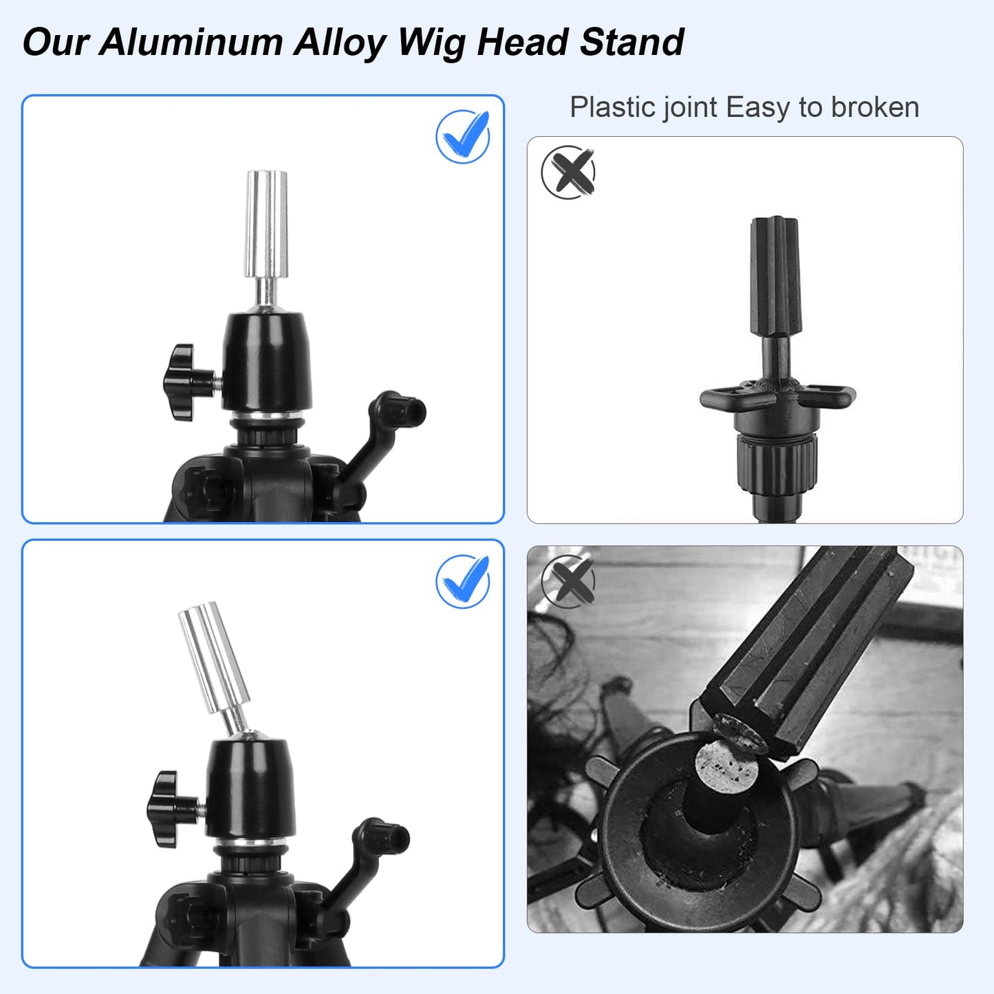 NomadSphere Heavy Duty Wig Stand Tripod Adjustable up to 62 Inch, 360° Rotation with Non-Slip Base and Hook Carry Bag for Hair Styling Training Display