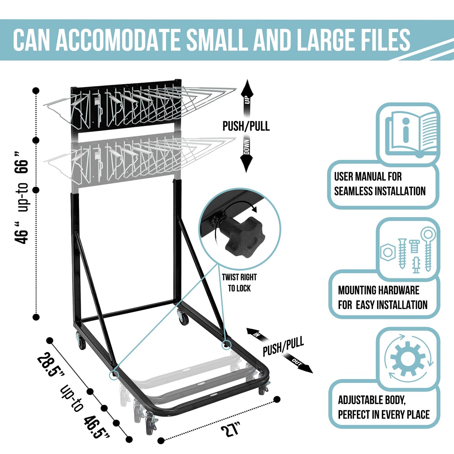 Adir Mobile Blueprint Holder – Construction Plan Rack, Map Organizer, Blueprint Rack, and Poster Display Rack for Jobsite and Office (Without Blueprint Clamps)
