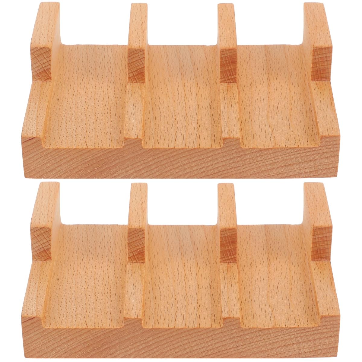 Garneck Wooden Sushi Hand Roll Holder 2-Pack 3-Compartment Sushi Roll Display Rack for Kitchen Restaurant Serving Stand