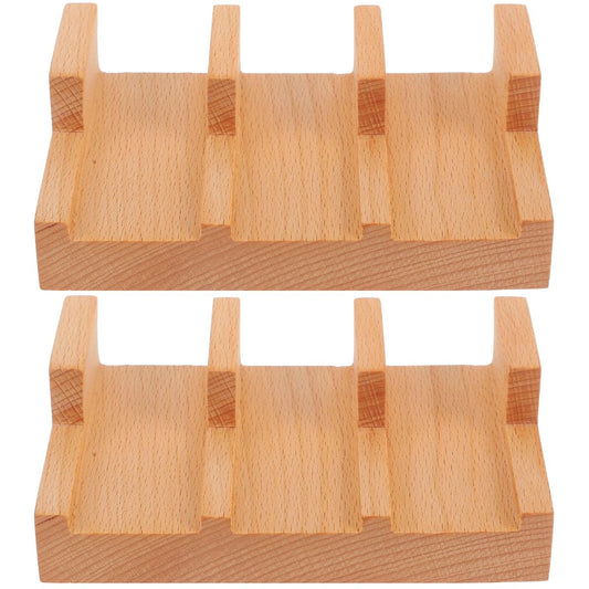 Garneck Wooden Sushi Hand Roll Holder 2-Pack 3-Compartment Sushi Roll Display Rack for Kitchen Restaurant Serving Stand