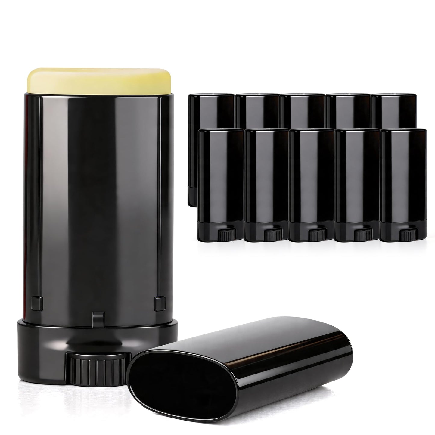 Xiboya textile 100PCS 15ML Black Empty Oval Deodorant Lip Lipstick Balm Tubes Containers for DIY Homemade Crayon Chapstick Holder