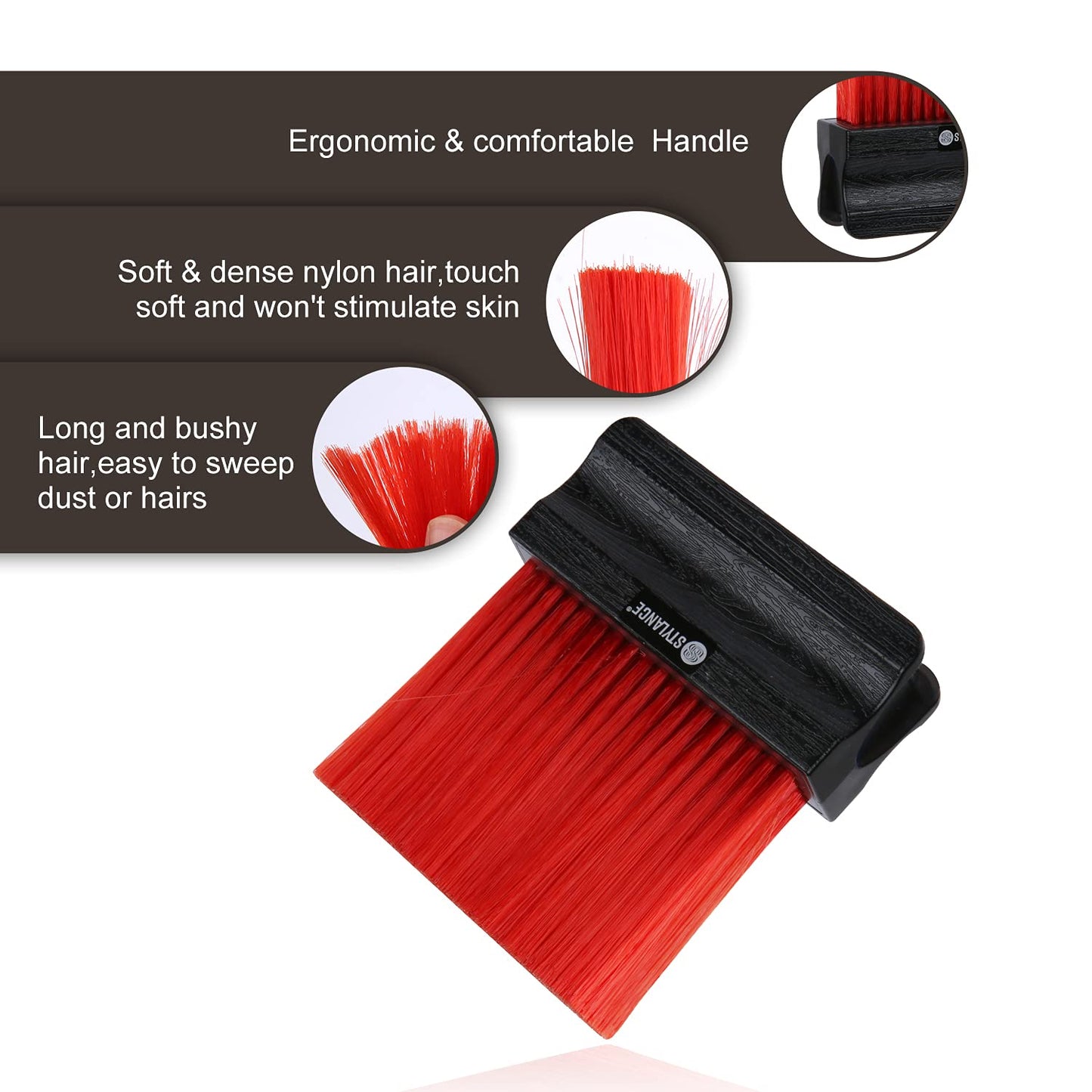 Pro Barber Barber Neck Duster Brush for Hair Cutting, Soft Household Hair Neck Cleaning Brush, Professional Salon Tool (Black Brown)