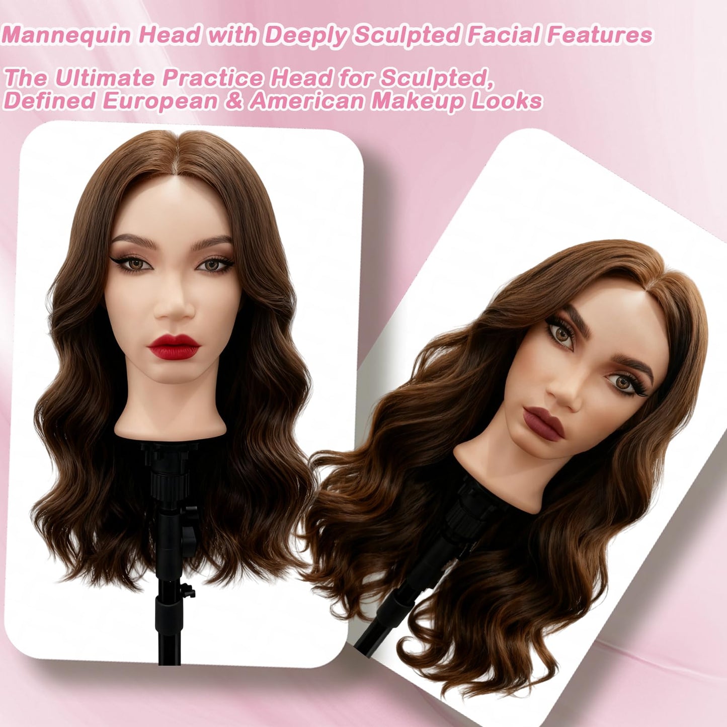 Mannequin Head with 80% Real Human Hair, Beauty star 26" Cosmetology Manikin Head, Doll Head for Hair Styling to Practice on, Hairdressing Training Braiding Heads with Clamp Stand Holder Kit