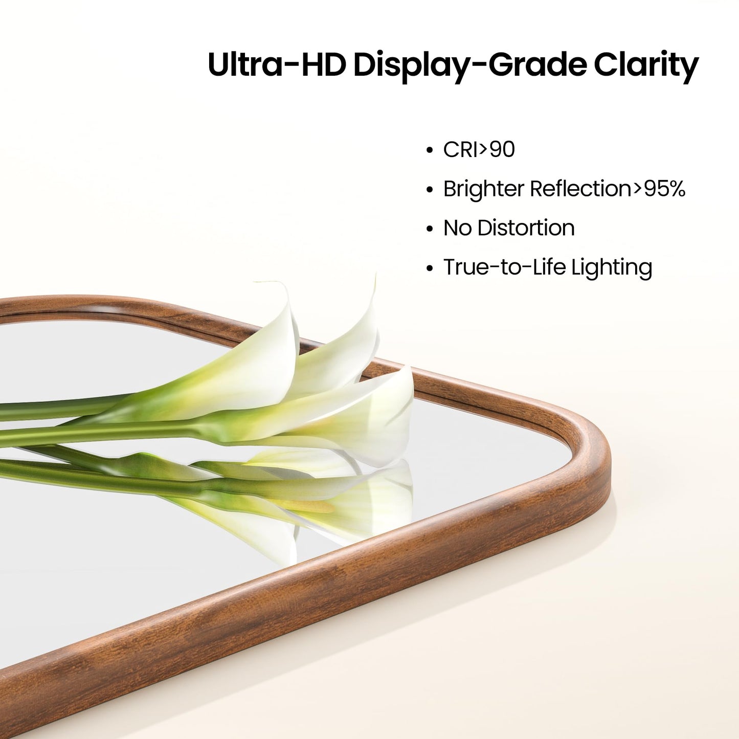 20"x30" Arch Wall Mirror Bathroom Mirror for Wall Mounted, Tempered Glass, Wood Grain Finish Frame Wall Mirror Decorative for Living Room Bedroom Entryway, Natural