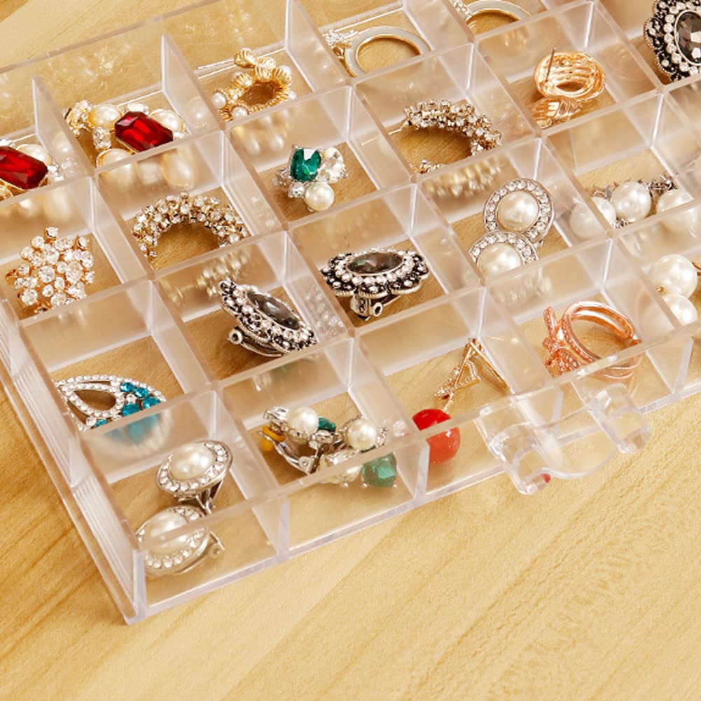 QIYUSHRY Earring Storage Box Acrylic Jewelry Storage Holder Ring Clear Plastic Transparent Jewelry Display Stand with 3 Drawers 72 Small Compartment Tray for Women Girls