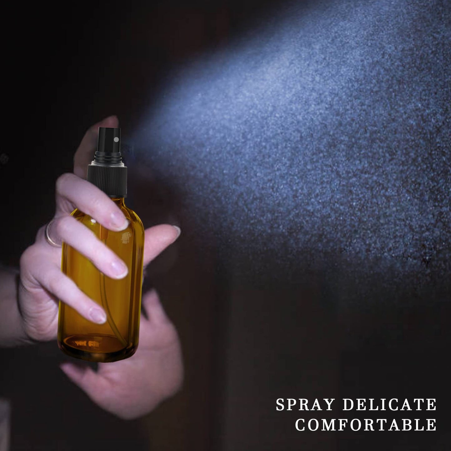 GIVAMEIHF Amber Spray Bottles about 4oz Empty Small Glass Spray Bottle Fine Mist Spray Refillable Containers, Set of 16, Included 24 nozzles, 2 Funnels, 2 Droppers, 24 Labels