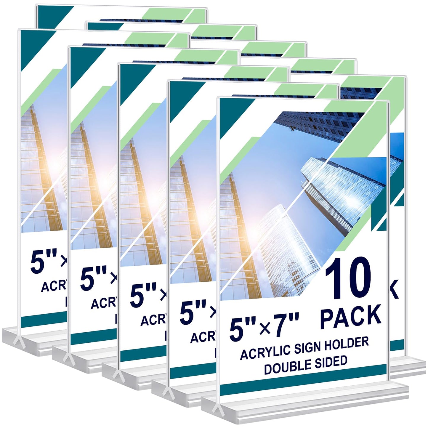 DunGu Acrylic Sign Holder 5 x 7, 10 Pack Clear Table Menu Vertical Display Stand Desktop Display Double Sided Stand Paper Holder Table Sign Suitable for Restaurants Office Store Show Fair