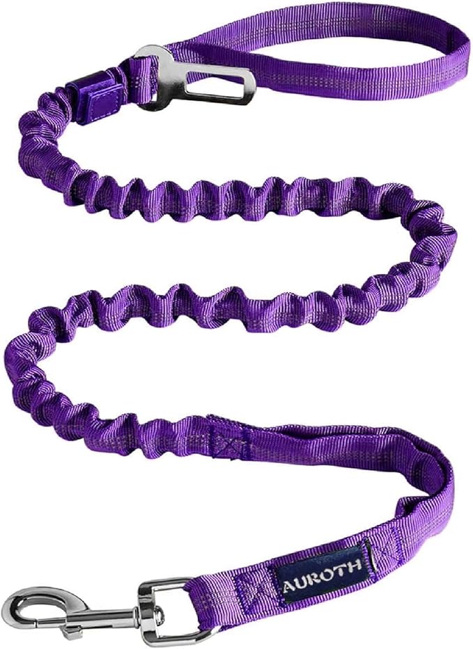 AUROTH Heavy Duty Bungee Dog Leash for Medium Large Breed Dogs, No Pull for Shock Absorption with Car Seat Belt, 2 Padded Handles 4.5FT 6FT Training Dog Leash
