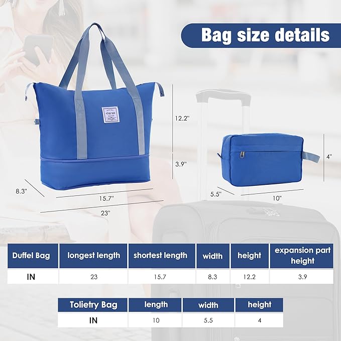 Merax Softside Luggage Set 3 Piece Suitcase with Duffel Bag Spinner Wheels Lightweight Expandable Travel Luggage 22" 26" 30",Navy Blue