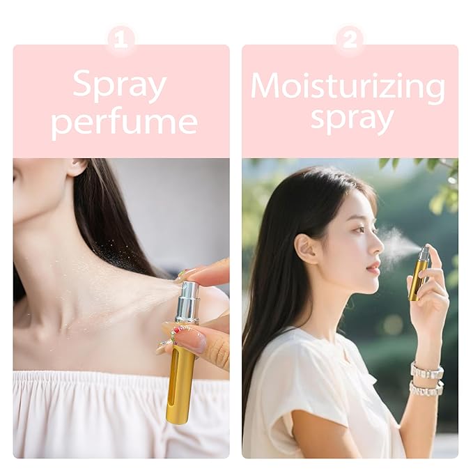 4 Pack Refillable Mini Perfume Atomizer Bottle，Portable Separate Bottles,Travel and Outings Spray Boxes Dispensers 5ml/0.2oz (Golden)