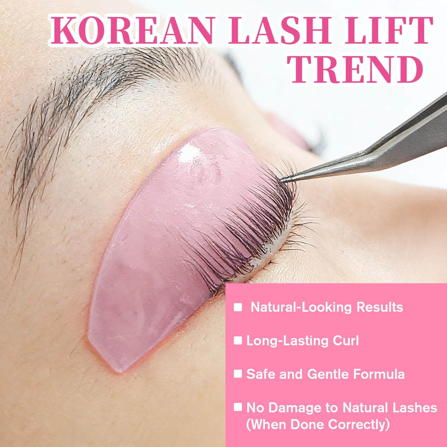 8Pcs Lash Lift Shields Flat, 1mm Thin Korean Lash Lift Pads for Eyelash Straightening and Lifting Super Sticky Glueless Reusable Silicone Lashes Rods for Eyelash Perm Lamination Salon Use(Rose)
