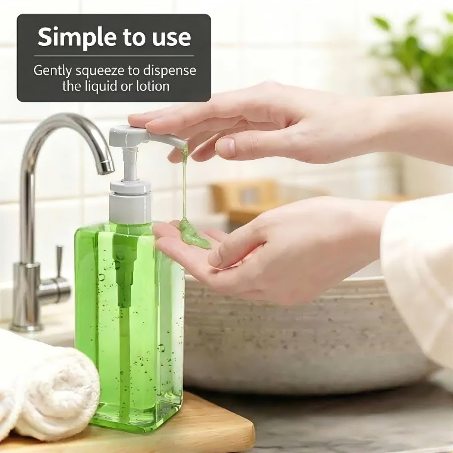 Okllen 12 Pack 16 Oz Plastic Pump Bottles, Empty Refillable Container Liquid Soap Dispenser for Shampoo, Lotion, Cleaning Products, Kitchen, Bathroom, Clear Square