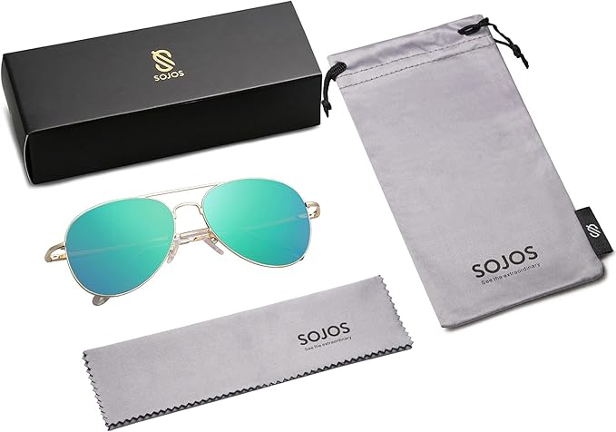 SOJOS Classic Aviator Sunglasses for Women Men Metal Frame Spring Hinges SJ1030