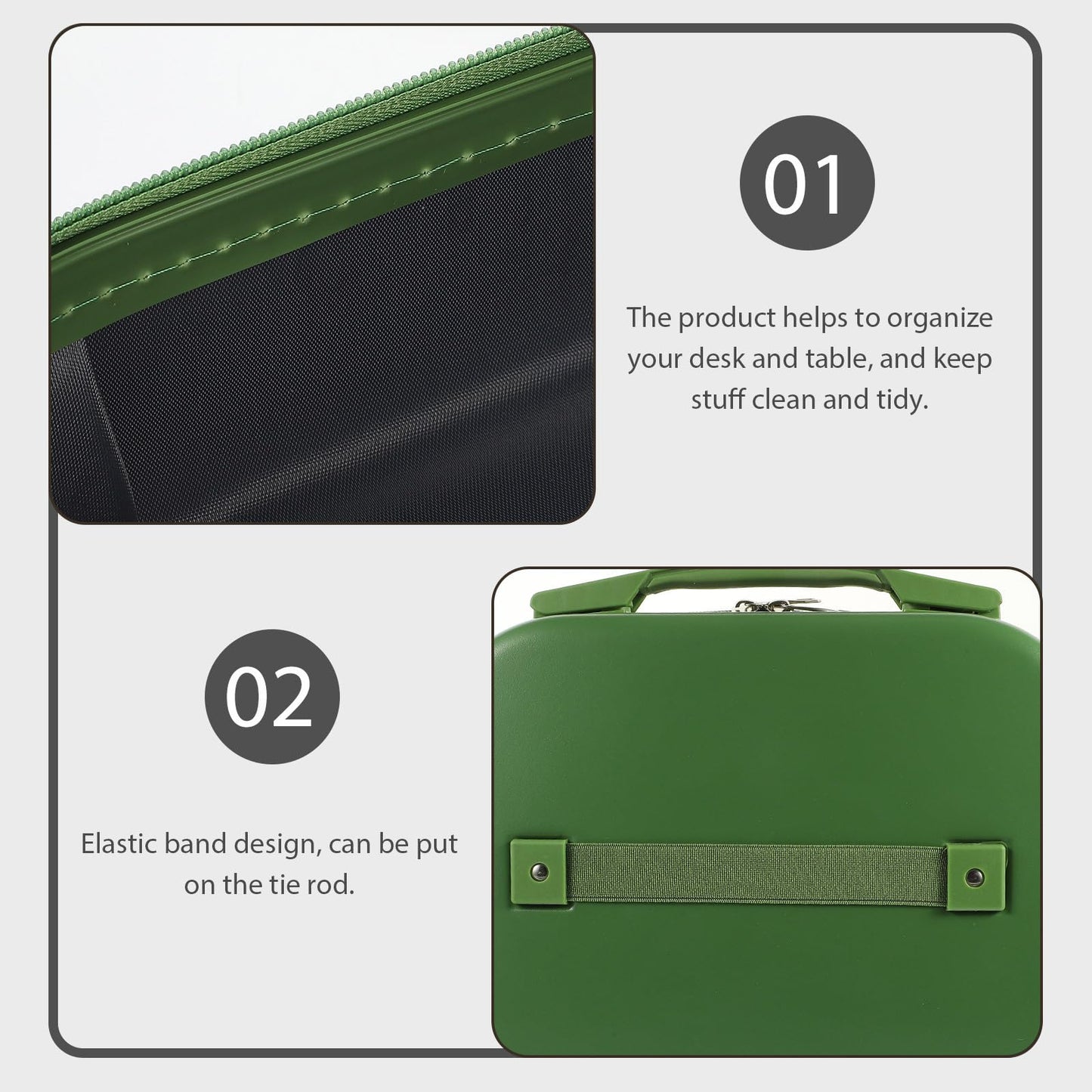 COLLBATH Travel Makeup Case Organizer 14 Inch Lightweight Cosmetic Storage Box with Elastic Band for Skincare and Essentials Portable Makeup Train Case for Home and Office