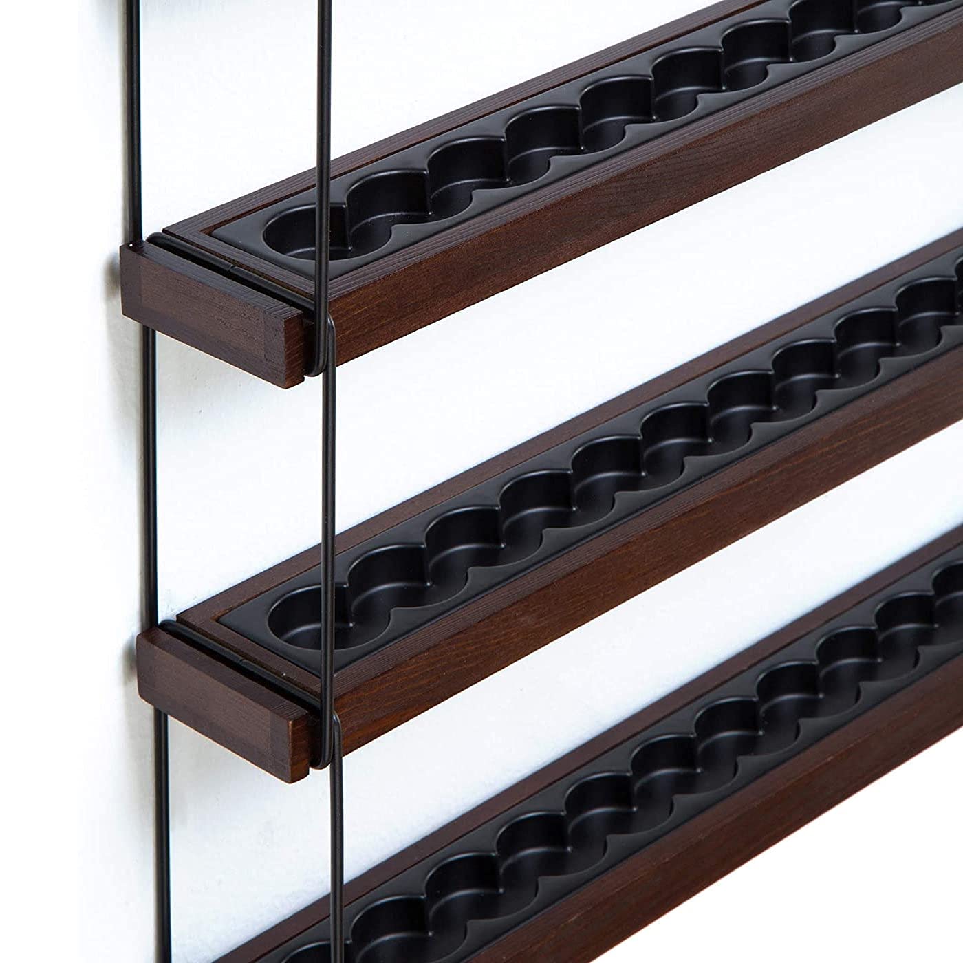 J JACKCUBE DESIGN Essential Oils Display Shelves Wall Mount Black Metal and Wood, Nail Polish Paint Holder Rack Organizer Holds 70 Bottles (5 Tier) : MK482A