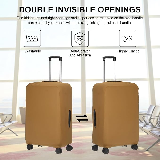 uxcell Travel Luggage Cover, Washable Suitcase Covers for Luggage Anti-scratch Suitcase Protector Elastic Baggage Protective, Fits 22-25 Inch Suit Case, Coffee