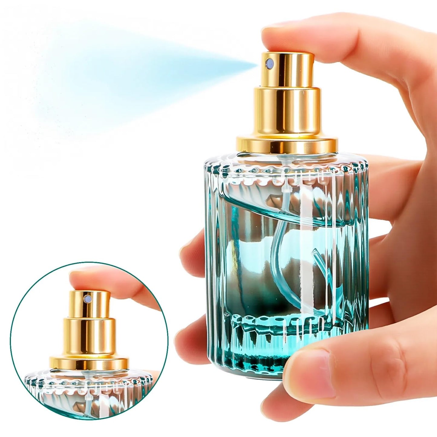 Lawei 6 Pack 30ml/1oz Refillable Perfume Bottles, Empty Small Glass Spray Bottles with 4 Kinds of Perfume Dispenser, Portable Travel Atomizer Bottle, Leak-proof Fragrance Containers for Men/Women