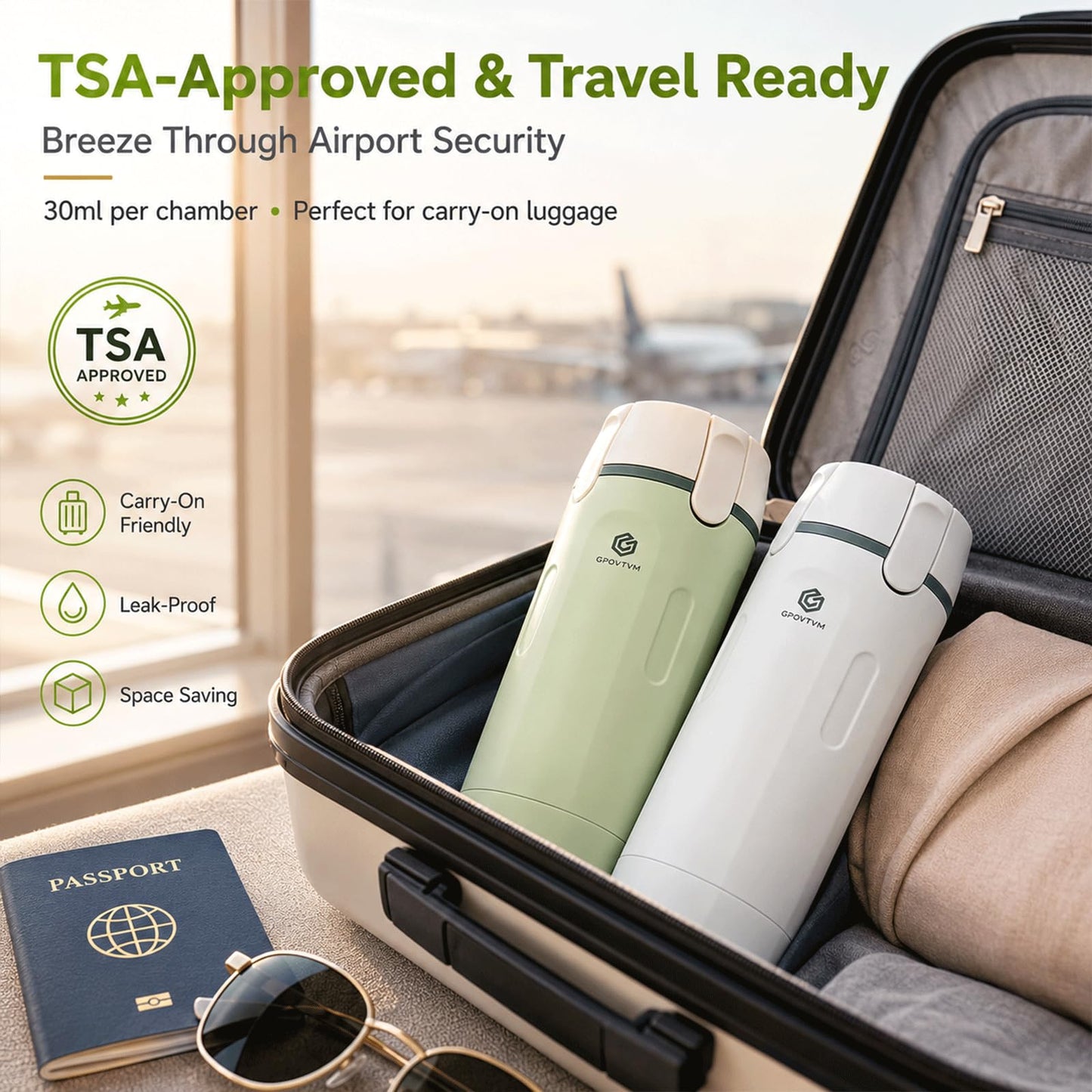 2 Pack 4 in 1 Travel Dispenser Bottle Four One Items Toiletry Containers Shampoo for Toiletries 4in -1 Soap 4-in-1 Leak Proof Rotatable Setpump Creams Sized TSA Refillable Lotion Cosmetic to Fill