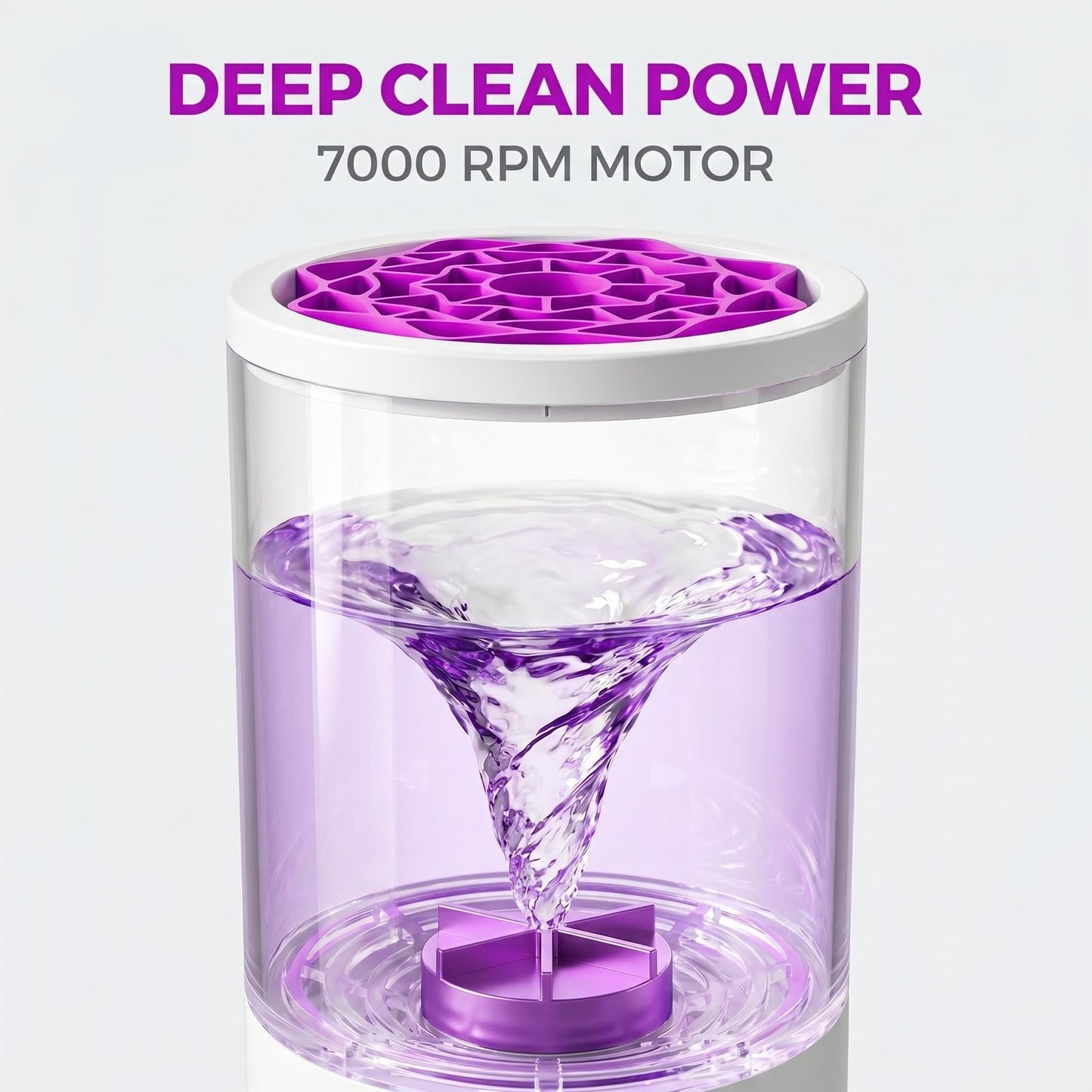 Electric Makeup Brush Cleaner Machine, Professional 7000 RPM Automatic Spinner with 1200mAh Rechargeable Battery, Type-C Fast Charging & 5-Min Auto-Shutoff, Fits All Sizes Cosmetic Brushes, White