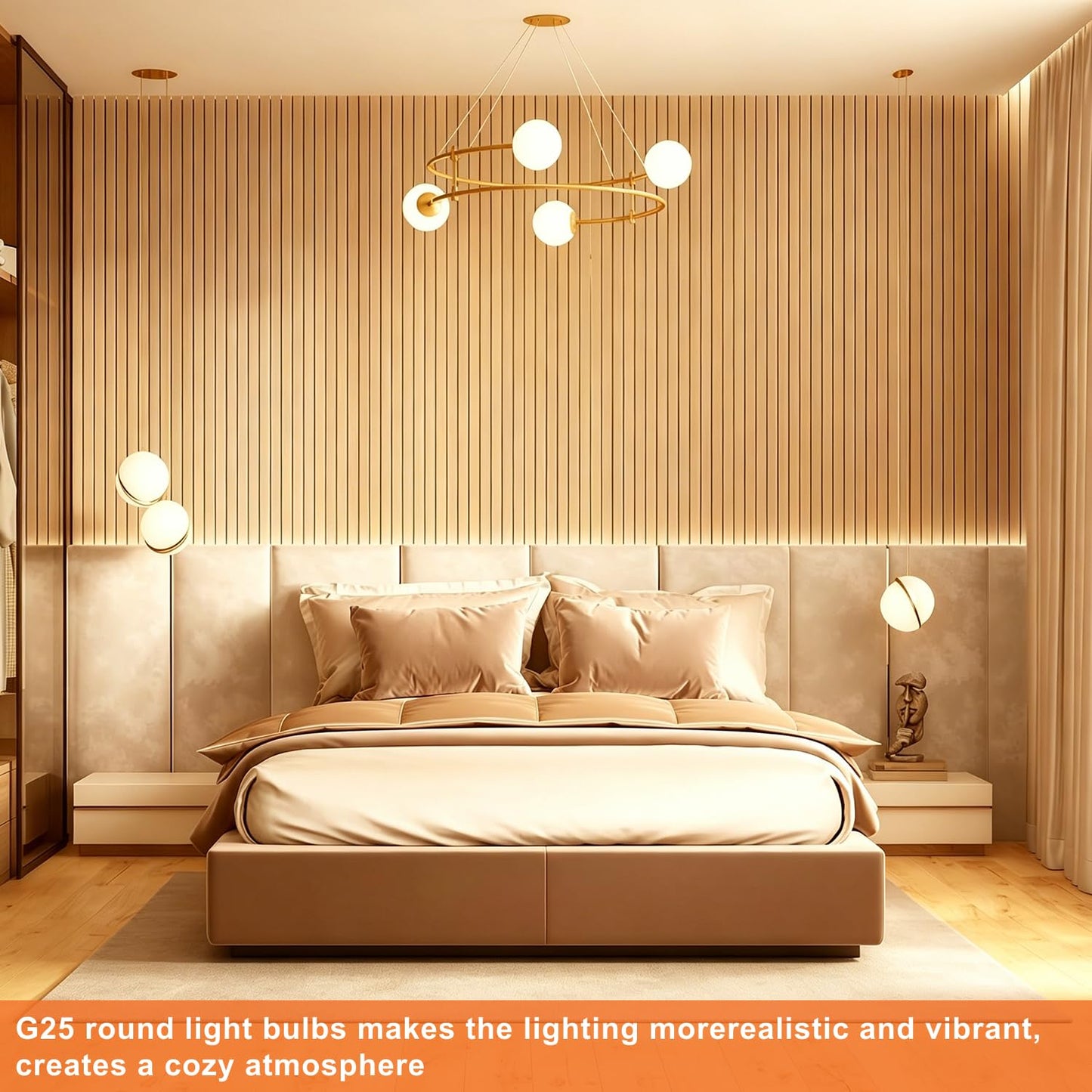 Vinaco Glass G25 LED Light Bulbs Dimmable 60W, 4 Pack No Flicker 2700K Round Light Bulbs 60 Watt Soft White, Milky G 25 E26 Frosted Globe Ledbulb, Vanity Mirror Bulb Replacement for Bathroom Pendant