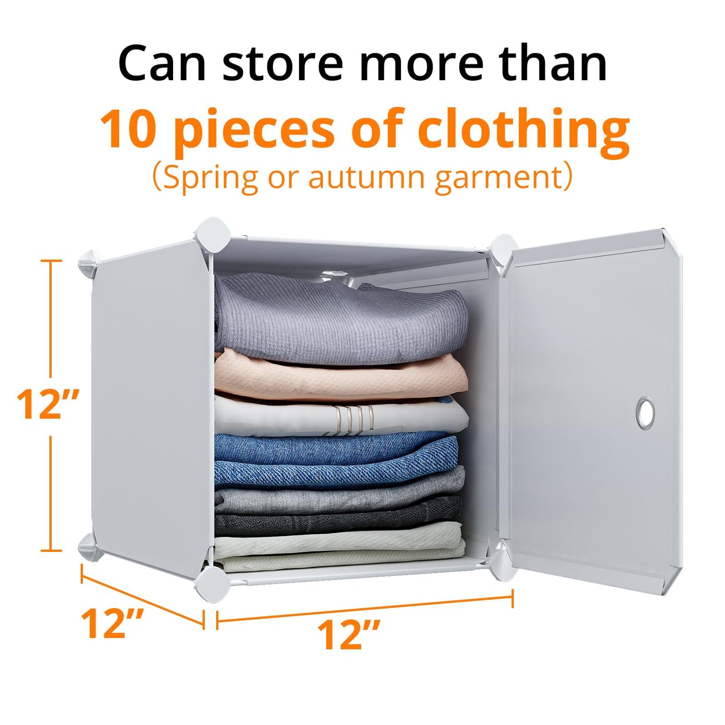 MAGINELS 5 Cube Storage Cabinet, Narrow Clothes Storage with Doors,Tall Plastic Standing Organizer Shelves for Small Spaces,Use to Closet,Bedroom,Livingroom,White(11.8x11.8inch)