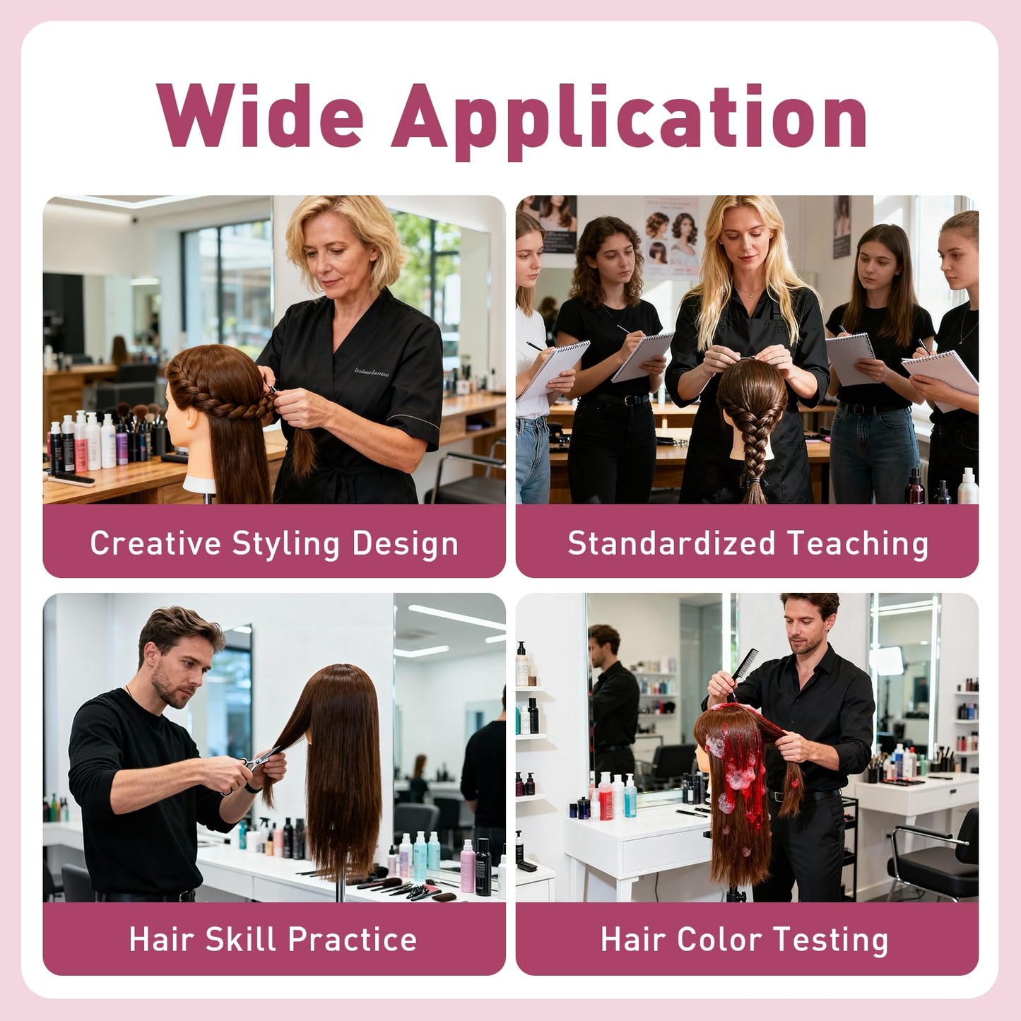 Mannequin Head with 90% Human Real Long Hair, Cenoz 26" Hairdresser Cosmetology Training Head with Stand and Tool, Manikin Training Practice Head, Doll Head for Hair Styling Braiding DIY（Dark Brown）