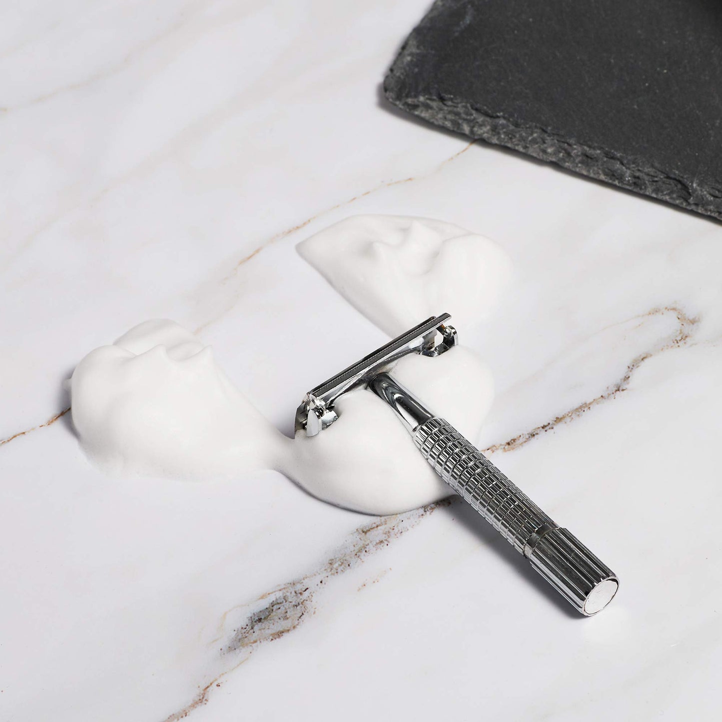 Classic DE Razor Double Edge Safety Razor Butterfly TTO Shaving Razor with Black Acrylic Stand and Bristle Shaving Brush Mini Soap Bowl 10 Blades Wet Shaving Gift Set for Men w/Cleaning Brush