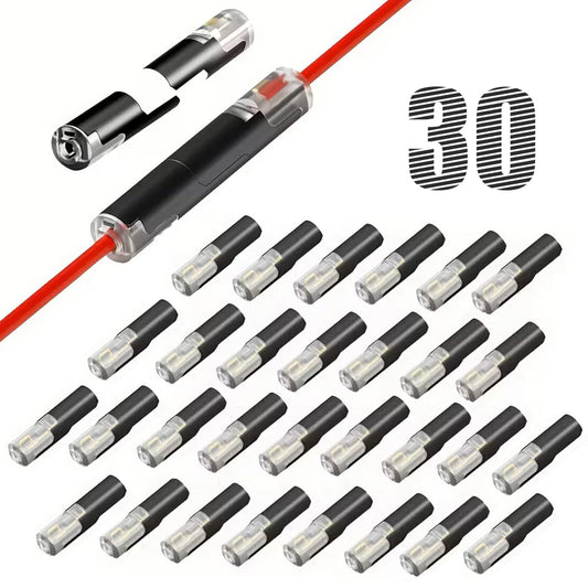 Yancincny 30pcs Pluggable LED Wire Connectors, 1-Pin 1-Way Universal Quick Splice Terminals, Single-Line Interlocking Detachable LED Connectors,Featuring Quick-Connect Terminals Suitable for AWG 20-24