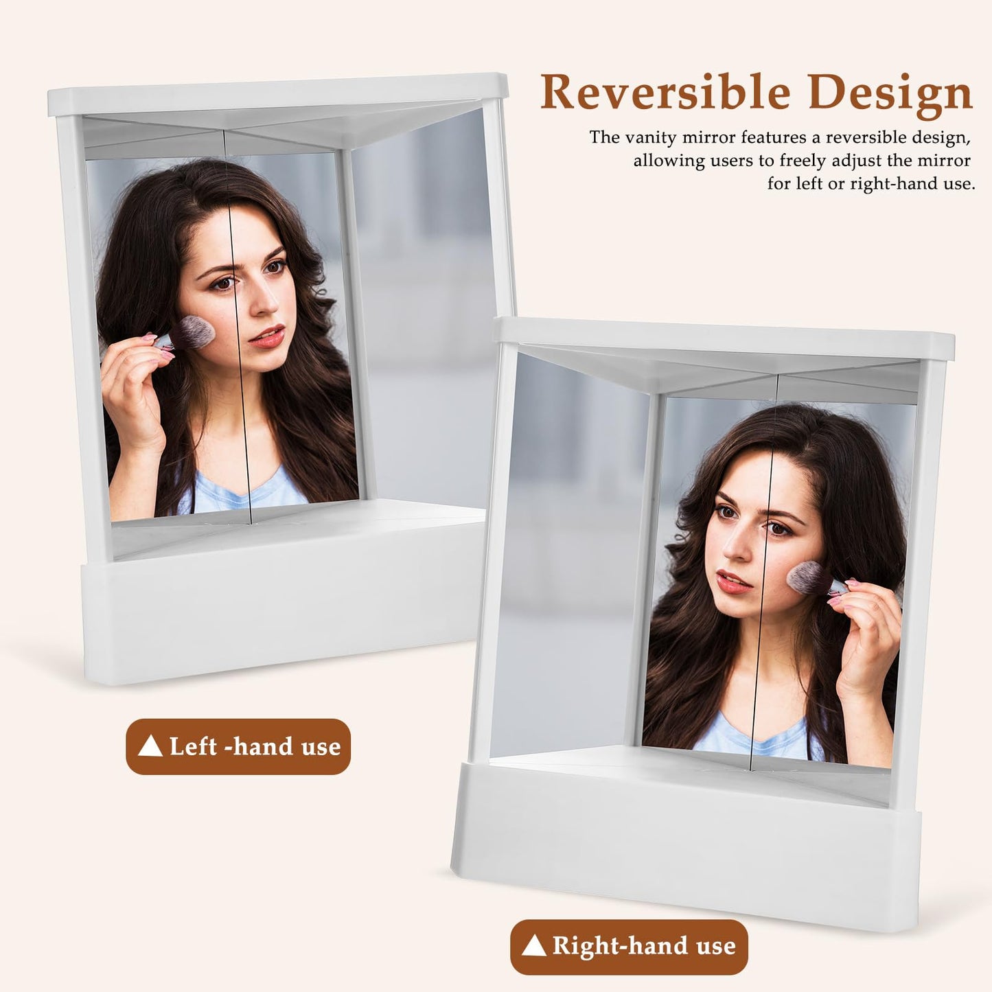 FRCOLOR Reverse Makeup Mirror 9.05X7.48 Inch Non Reversing Vanity Mirror True Image Reflection Desktop Standing for Home and Travel