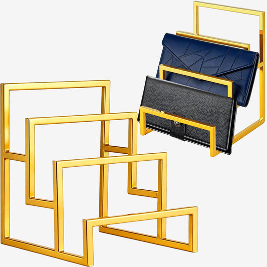 3-Tier Purse Display Stand, Gold Metal Wallet Display Rack, 2 Pack, 3 Layer