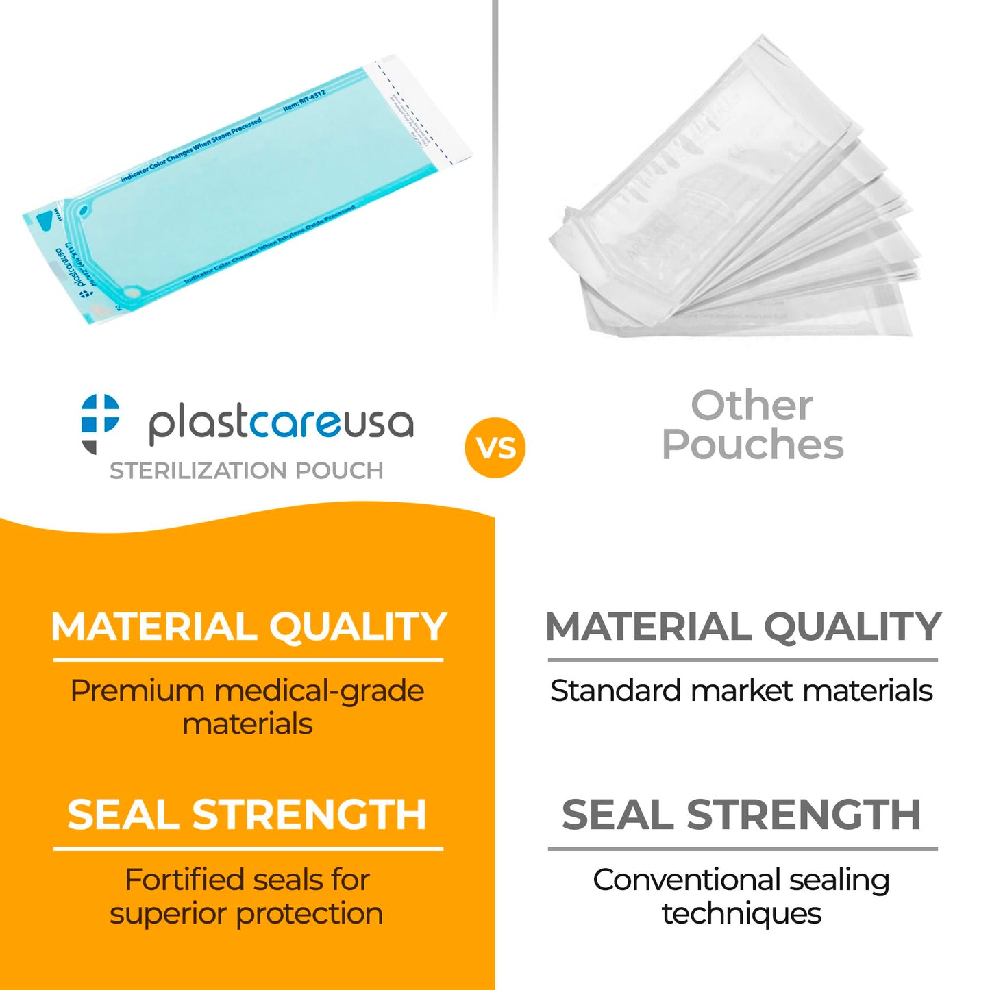 200 3.5 X 5.25 Self Sealing Sterilization Pouches - Autoclave Sterilizer Bags Pouch for Sterilizing Dental Medical Instruments & Cleaning Tools - Latex-Free, Color Changing Indicator by PlastCare USA