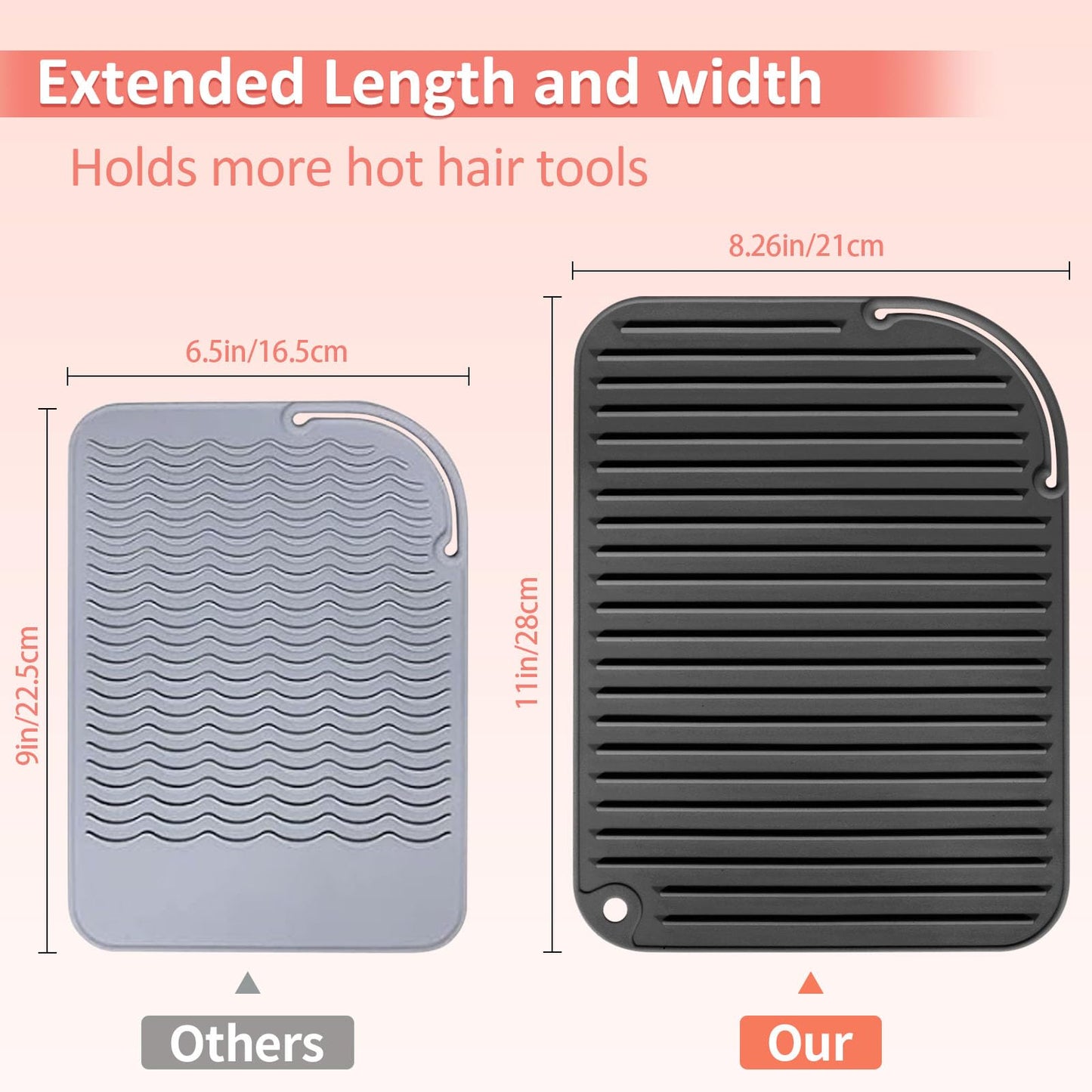 Quccefods 2 Pack Heat Resistant Mat Large Silicone Hot Hair Tools Holder for Curling Irons Flat Iron Hair Styling Tools Mat Portable Vanity Pad